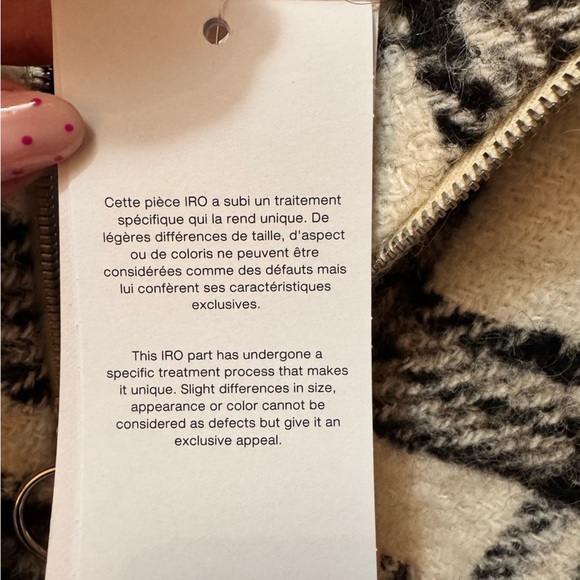 IRO Paris Bika Checked Wool-Blend Half-Zip Sweater Plaid NWT Size 38 - Picture 8 of 16